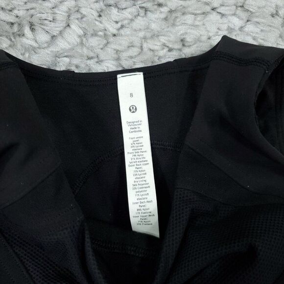 Lululemon Mesh Panelled Training Shelf Tank Top Size 8 Black Lined - Picture 3 of 7
